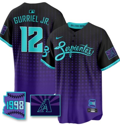 Lourdes Gurriel Jr Jersey 12 Arizona Diamondbacks Serpientes City Connect Stitched Black Purple