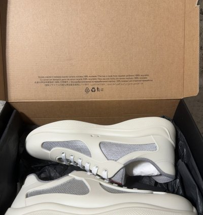 new Prada American Cup Sneaker White Silver