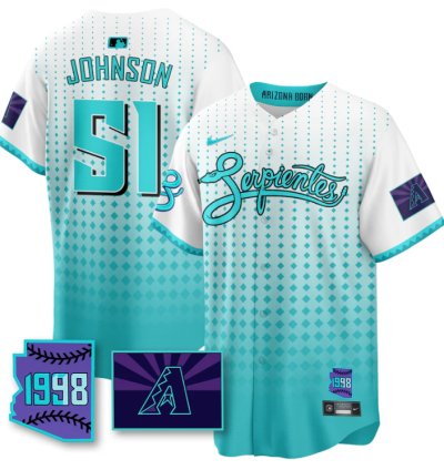 Randy Johnson Jersey 51 Arizona Diamondbacks Serpientes City Connect Stitched White