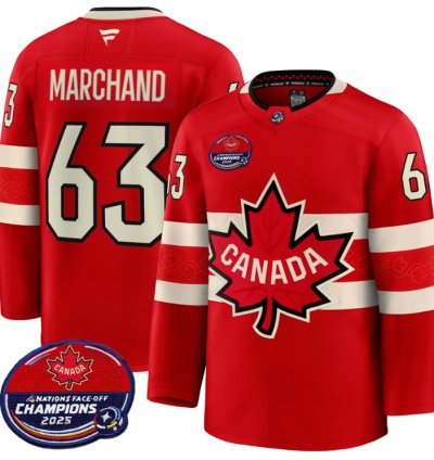 Men Brad Marchand Jersey 63 Canada 4 Nations Face-off 2025 Champions V2 Red