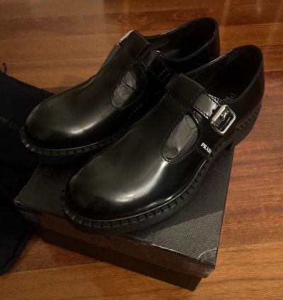-strap Brushed Leather Mary Jane Shoes