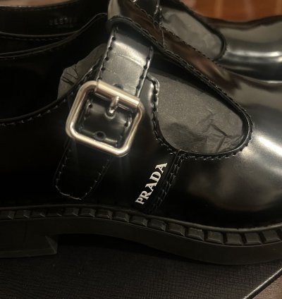 -strap Brushed Leather Mary Jane Shoes