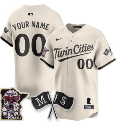 Custom Minnesota Twins Jersey Name And Number Alternate Limited Stitched Cream