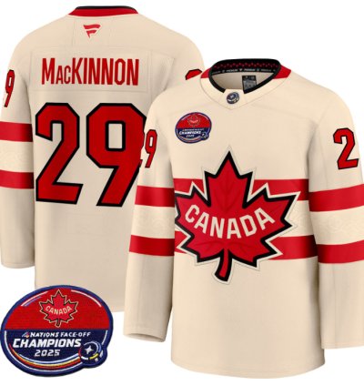 Men Nathan Mackinnon Jersey 29 Canada 4 Nations Faceoff 2025 Champions V2 Cream