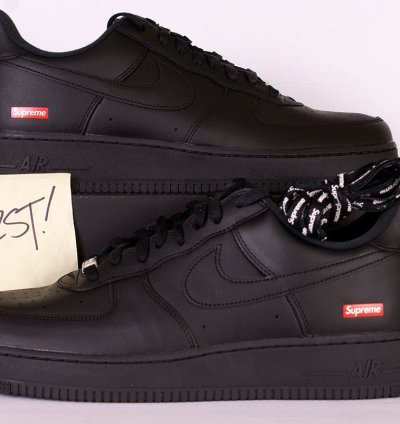 2021 Supreme Nike Air Force 1 Low Black Red Box Logo
