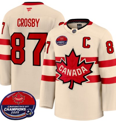Men Sidney Crosby Jersey 87 Canada 4 Nations Face-off 2025 Champions V2 Cream
