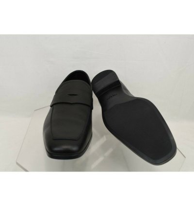 2dc127 Black Saffiano Leather Lettering Penny Loafers 11