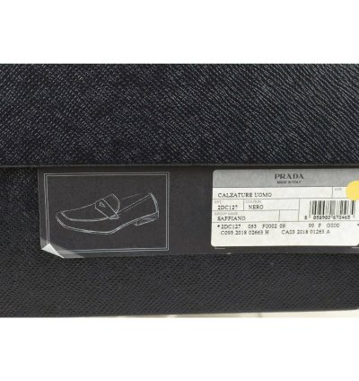2dc127 Black Saffiano Leather Lettering Penny Loafers 11