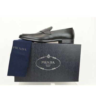 2dc127 Black Saffiano Leather Lettering Penny Loafers 11