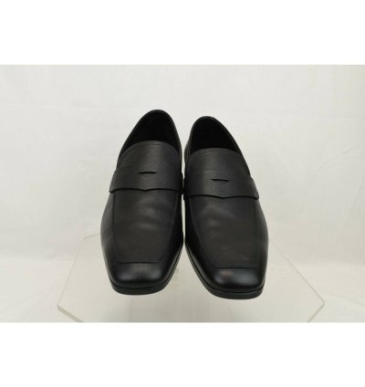 2dc127 Black Saffiano Leather Lettering Penny Loafers 11