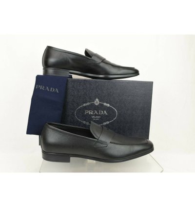 2dc127 Black Saffiano Leather Logo Penny Loafers 10 Us 11