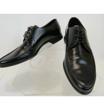 2ec124 Black Polished Leather Pointed Toe Logo Oxfords 12
