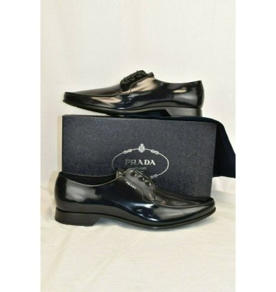 2ec124 Dark Navy Blue Polished Leather Logo Oxfords 10