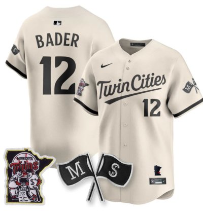Harrison Bader Jersey 12 Minnesota Twins Alternate Limited Stitched Cream