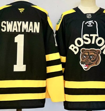 Mens Jeremy Swayman Jersey 1 Boston Bruins 2023 Winter Classic Stitched