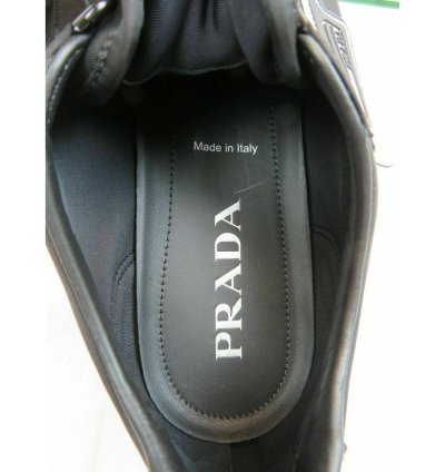 2eg286 Black Nylon Gabardine Logo Lace Up Sneakers 7 5