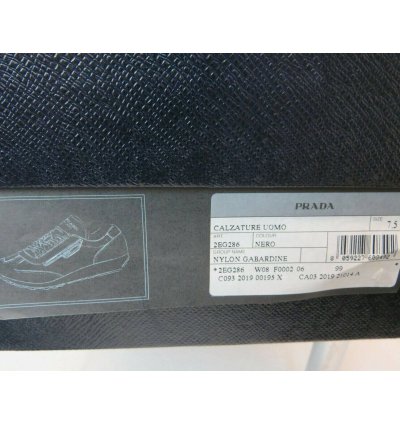 2eg286 Black Nylon Gabardine Logo Lace Up Sneakers 7 5