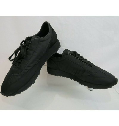 2eg286 Black Nylon Gabardine Logo Lace Up Sneakers 7 5