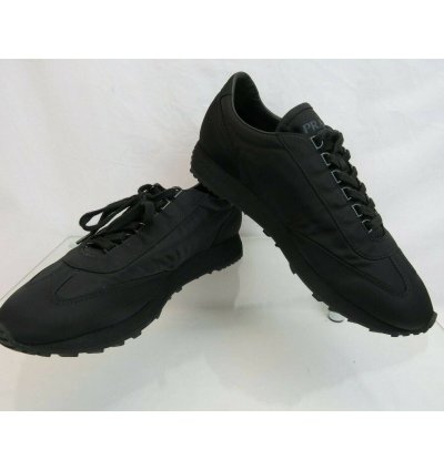 2eg286 Black Nylon Gabardine Logo Lace Up Sneakers 7 5