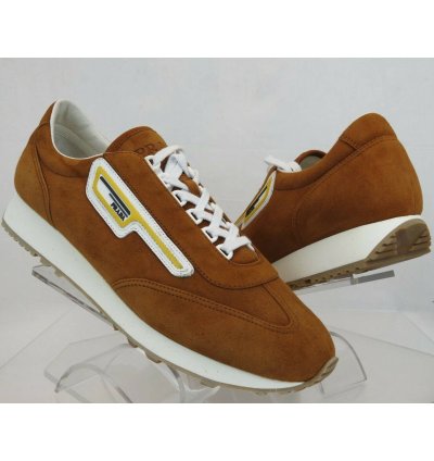 2eg286 Camel Suede Stripe Logo Low Sneakers 12 Us 13 Italy