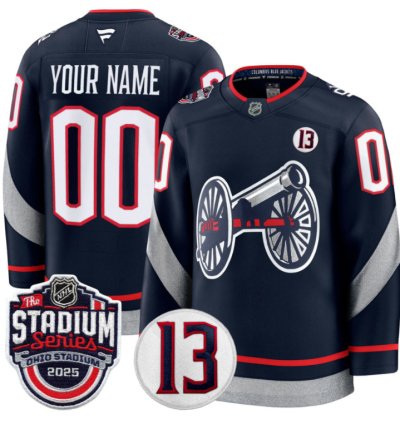 Men Custom Columbus Blue Jackets Jersey 2025 Stadium Series Patch Stitched
