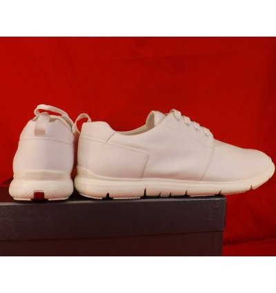4e3055 White Bianco Canvas Lace Up Logo Sneakers 11