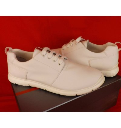 4e3055 White Bianco Canvas Lace Up Logo Sneakers 11