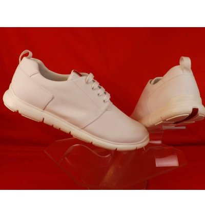 4e3055 White Bianco Canvas Lace Up Logo Sneakers 11