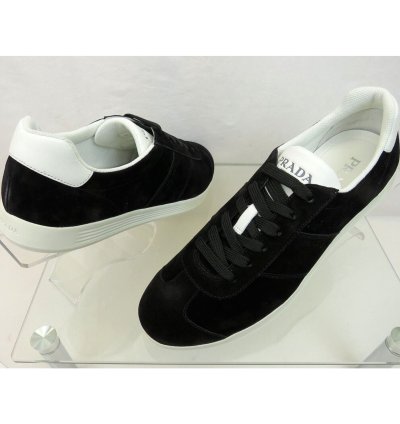 4e3466 Black Suede White Leather Logo Low Sneakers 11 Us 12