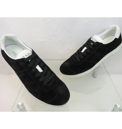 4e3466 Black Suede White Leather Logo Low Sneakers 11 Us 12