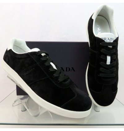 4e3466 Black Suede White Leather Logo Low Sneakers 11 Us 12