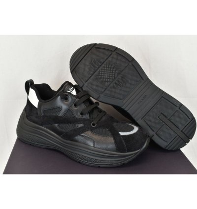4e3490 Black Leather Suede Mesh Logo Sneakers 9 5 Us 10 5