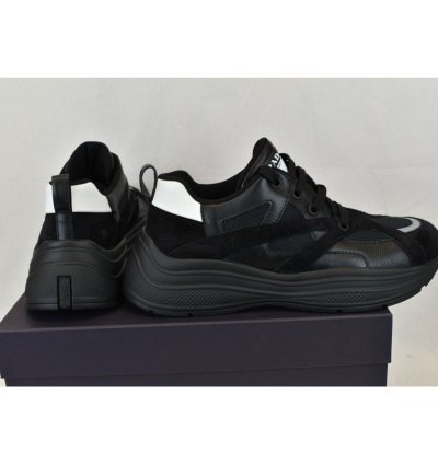 4e3490 Black Leather Suede Mesh Logo Sneakers 9 5 Us 10 5
