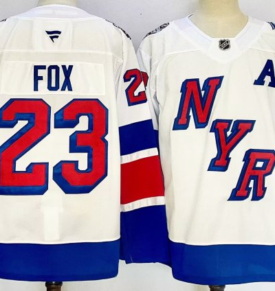 Mens Adam Fox Jersey 23 New York Rangers White Alternate Stitched