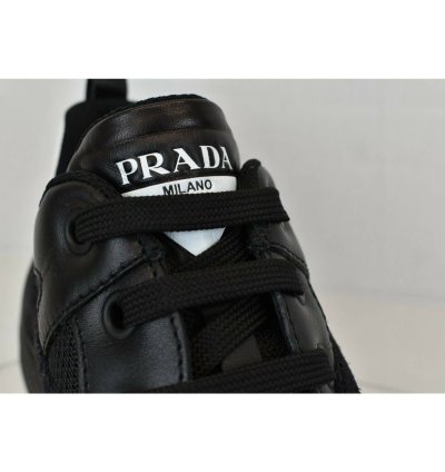 4e3490 Black Leather Suede Mesh Platform Logo Sneakers 9