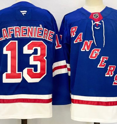 Mens Alexis Lafrenière Jersey 13 New York Rangers Blue Home Stitched