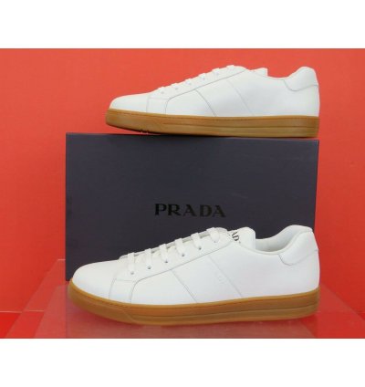 4e3501 White Leather Lace Up Logo Low Top Sneakers 7