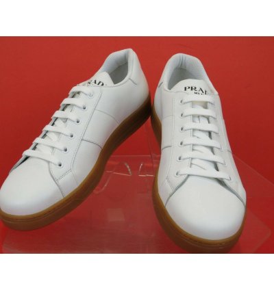 4e3501 White Leather Lace Up Logo Low Top Sneakers 7