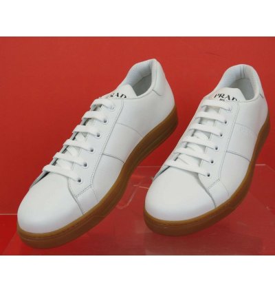 4e3501 White Leather Lace Up Logo Low Top Sneakers 7
