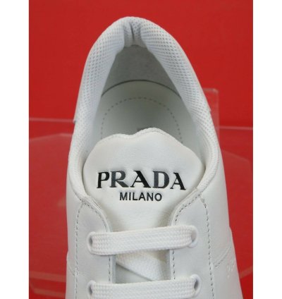 4e3501 White Leather Lace Up Logo Low Top Sneakers 7