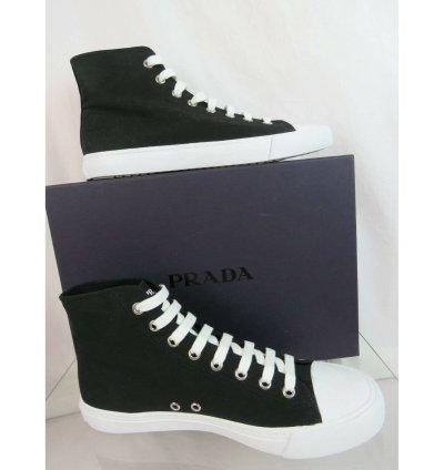 4t3557 Black Canvas Rubber Logo Hi Top Trainers Sneakers 11