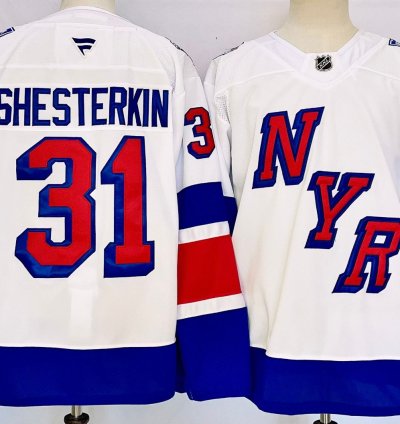 Mens Igor Shesterkin Jersey 31 New York Rangers White Alternate Stitched