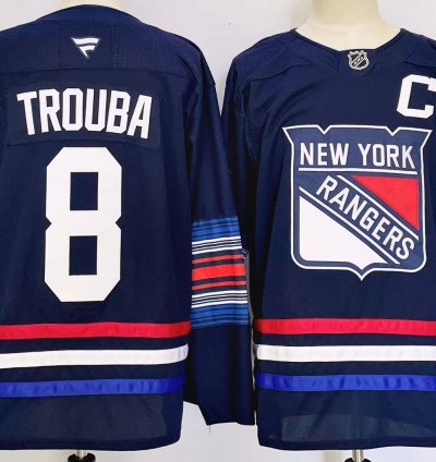 Mens Jacob Trouba Jersey 8 New York Rangers Navy Alternate All Stitched