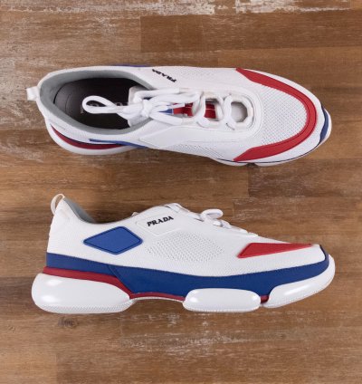 765 Prada White Red Blue Cloudbust Sneakers 11 Us 44 Eu