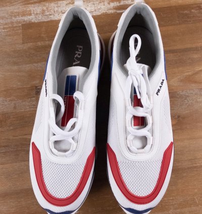 765 Prada White Red Blue Cloudbust Sneakers 11 Us 44 Eu