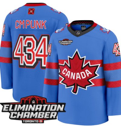 Men Cm Punk Jersey 434 Elimination Chamber Toronto 2025 Premium Stitched Royal