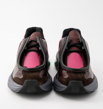 8 5 9 5us Prada Systeme Leather Sneakers Suede Burgundy Pink