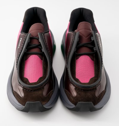 8 5 9 5us Prada Systeme Leather Sneakers Suede Burgundy Pink