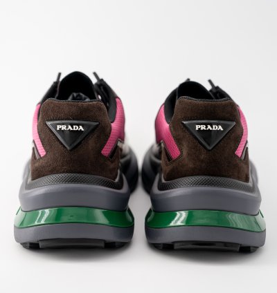 8 5 9 5us Prada Systeme Leather Sneakers Suede Burgundy Pink