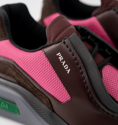 8 5 9 5us Prada Systeme Leather Sneakers Suede Burgundy Pink